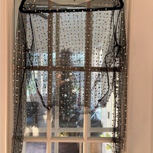 Elegant Black Sheer Blouse with Pearl Accents